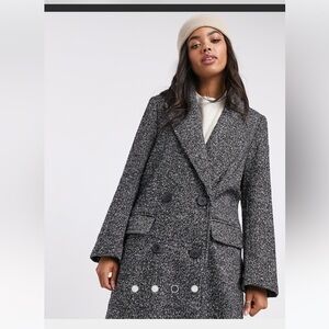 ASOS Design salt and pepper maxi coat in mono